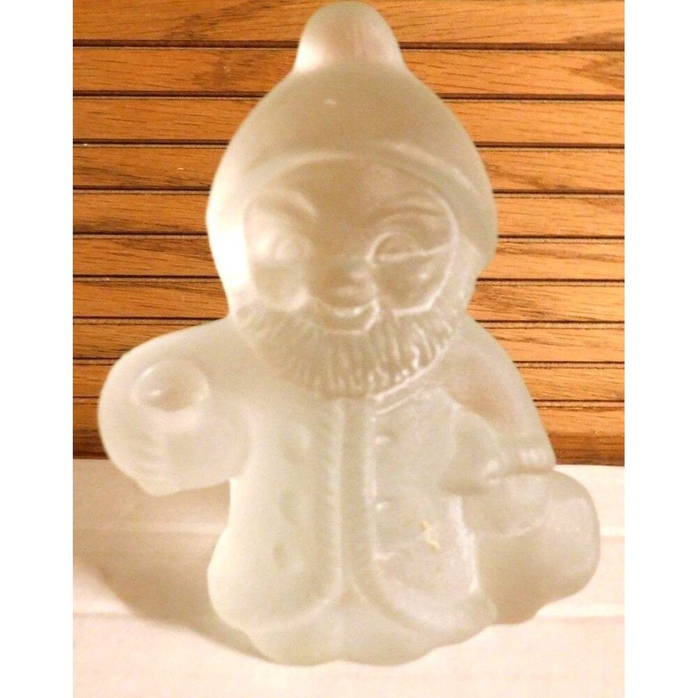 Vintage Goebel Crystal Frosted Glass Santa-Gnome Candle Holder Figurine WGermany